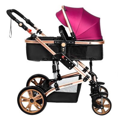 Teknum 3 In 1 Pram Stroller - Wine + Infant Car Seat